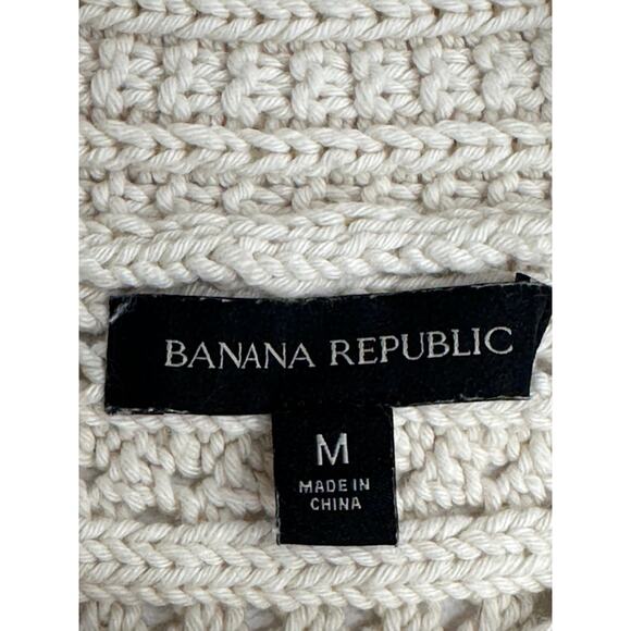 Banana Republic Cream Eyelet Sleeveless Knit Halter Top Casual Stretch Comfort M - Picture 3 of 6